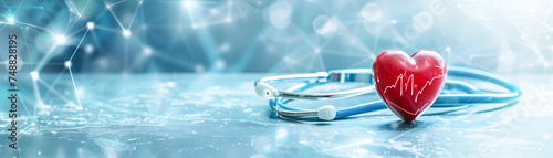 Innovative cardiac health diagnostics with stethoscope and catheter services wide banner for hospital use