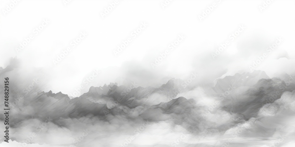 Black smoke on white background. Monochrome