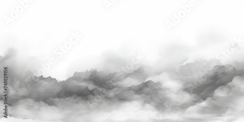 Black smoke on white background. Monochrome
