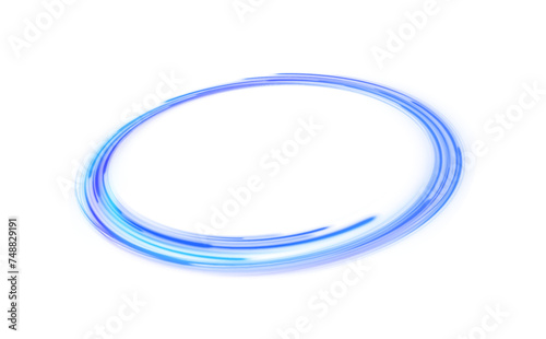 Blue stripes in the form of drill, turns and swirl. Undulate wave swirl swoosh, dynamic twisted lines. Transparent blue sparkling light line element. 