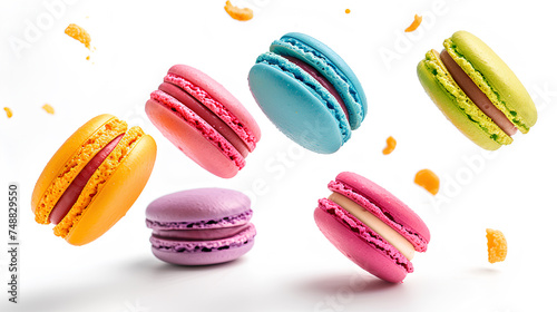 Wallpaper Mural Colorful macarons cookies. french cakes. sweet and colorful French macaroons fall or fly in motion Torontodigital.ca