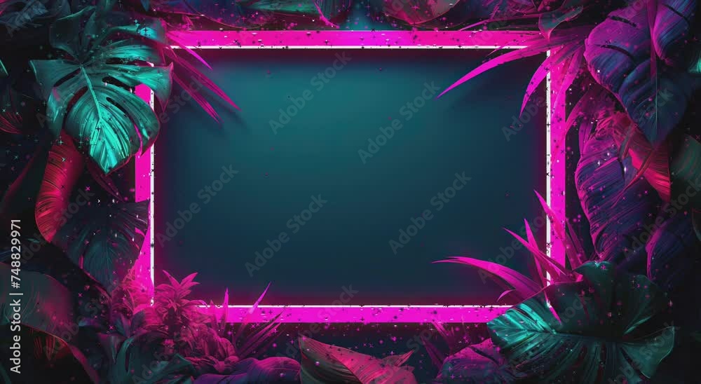 A neon green frame with a black background