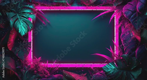 A neon green frame with a black background