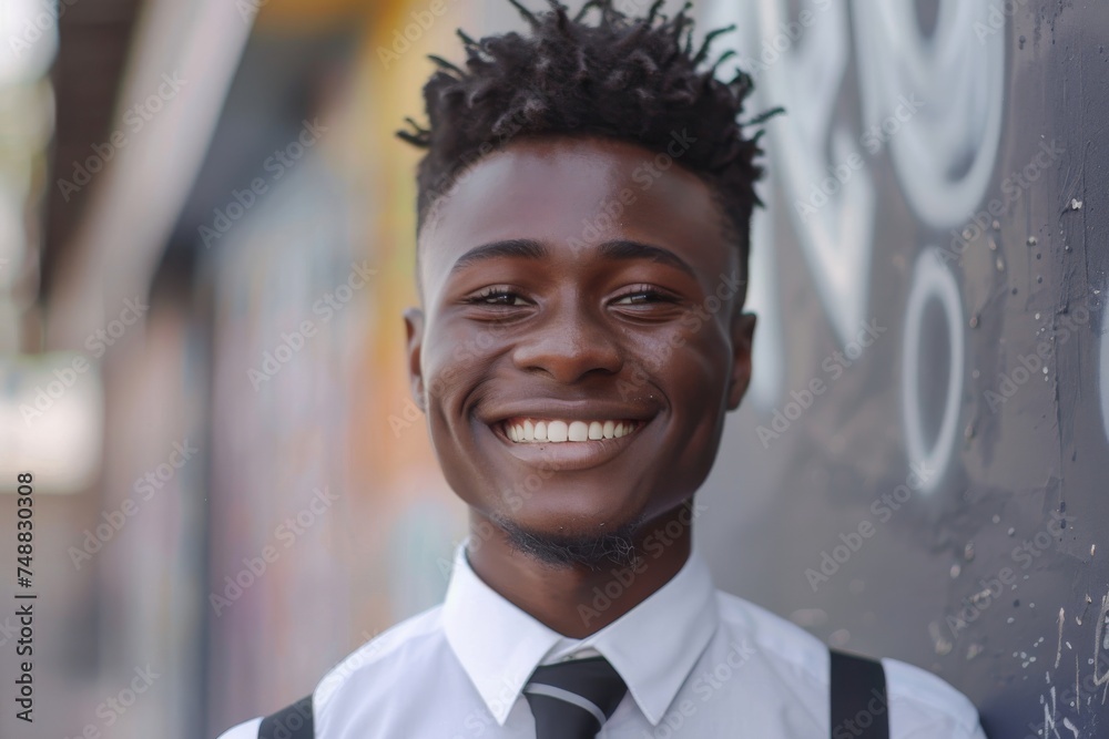 A joyful, grinning university student immersed in the chaotic charm of academia. A joyful, grinning university student immersed in the chaotic charm of academia.