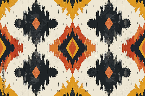 Ikat seamless patterns reflect renowned architectural marvels in flat design style.