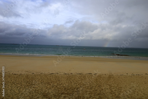 The Keremma beach is located on the north coast of Brittany  in the department of Finist  re.