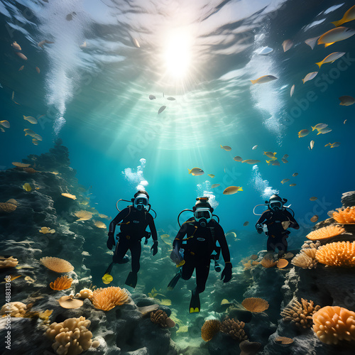 Divers in the sea, ai-generatet photo