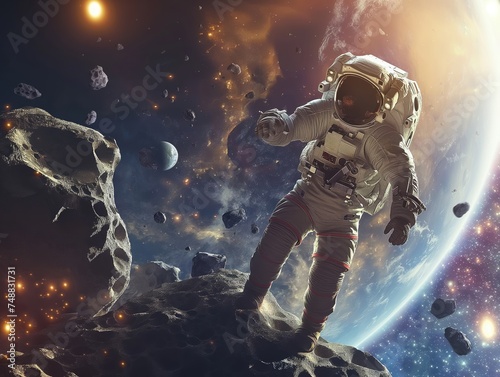 Astronaut exploring space