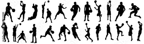 silhouette of a basket ball players