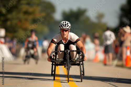 Determination in Motion: Para-Athlete in Wheelchair Race