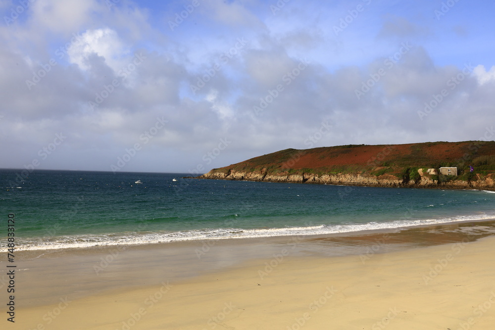 View on the Kerhornou beach in the Plouarzel Commune, Finistère, Brittany