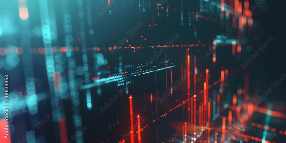 abstract tech background in black and reds, in the style of tilt shift, data visualization, cryptidcore, light cyan and gold, trapped emotions depicted, selective focus abstract tech background in black and reds, in the style of tilt shift, data visualization, cryptidcore, light cyan and gold, trapped emotions depicted, selective focus