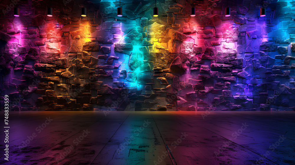 Glowing abstract backdrop illuminated with multi-colored lighting