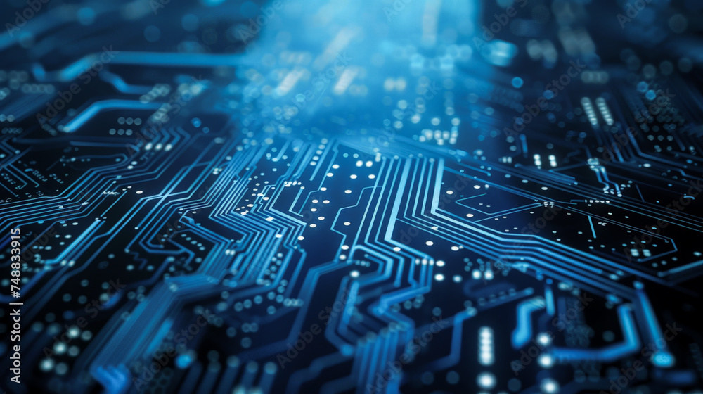 A close up of a blue circuit board with many small squares A close up of a blue circuit board with many small squares