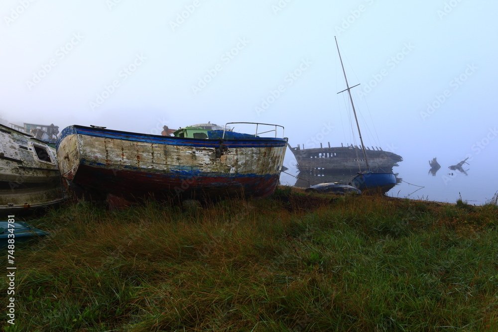 View of the Rostellec boat cemetery located in the town of Crozon in the department of Finistère, Brittany