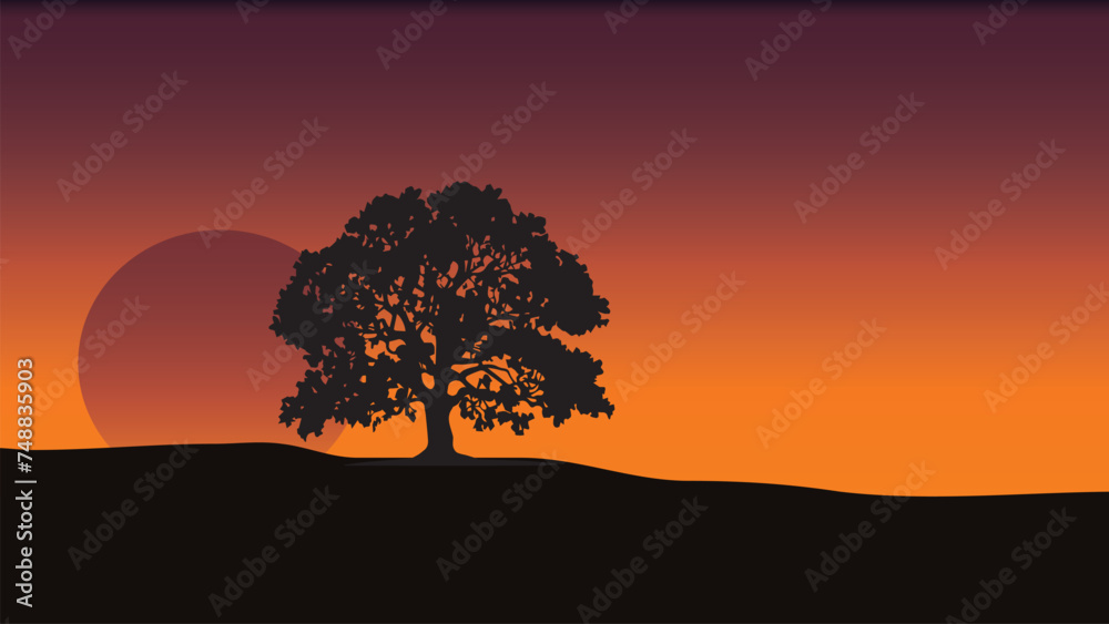 Fototapeta premium silhouette at sunset vector art
