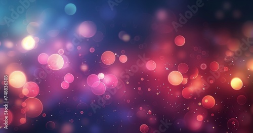 Colorful lights bokeh defocused background, in the style of dark azure and crimson, light pink and dark indigo colors, happenings, holiday backdrop, Christmas or New Year concept. photo