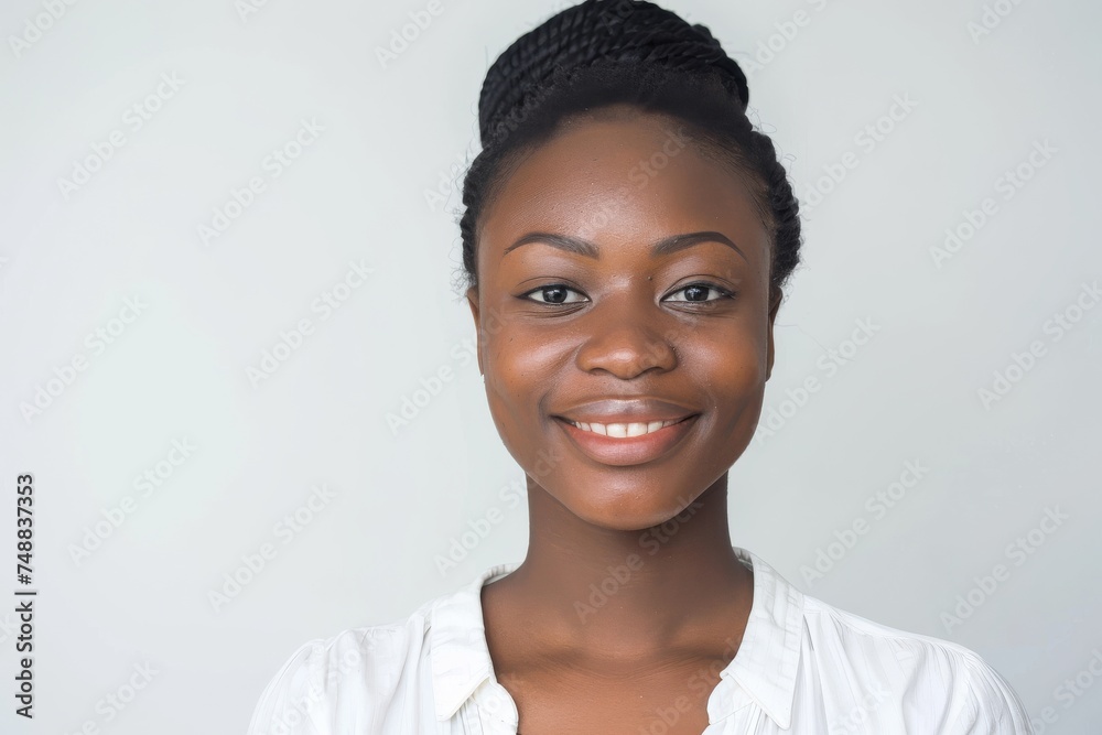 Radiating joy and humor, a university student girl stands before a pristine white background, perfectly capturing the spirit of youthful protagonists. Radiating joy and humor, a university student girl stands before a pristine white background, perfectly capturing the spirit of youthful protagonists.