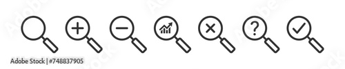 Search icon. Magnifying glass sign. Glasses zoom. Magnify lens. Tool find symbol.