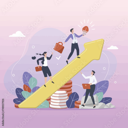 2d vector illustration colorful business , Achieving the goal among many goals with the best proposal and the best results