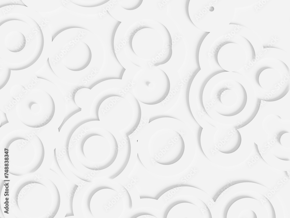 White abstract background with circle paper cut.