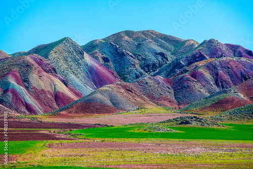 Colorful Strata of Rainbow Mountains in Northwest Iran