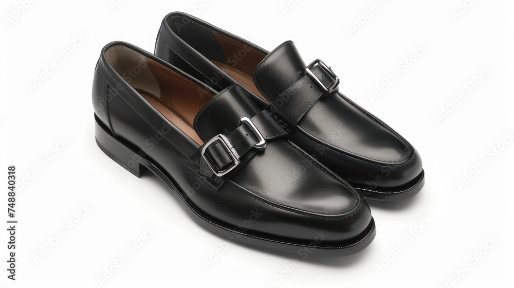 a luxury loafer for men, black leather, modern details a luxury loafer for men, black leather, modern details