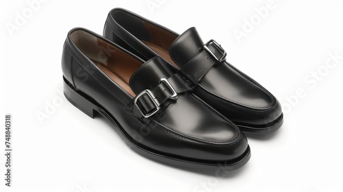 a luxury loafer for men, black leather, modern details