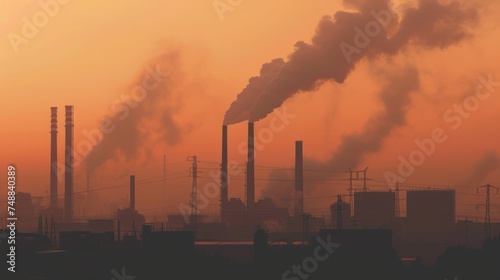 Chemical industry landscape. Background smoke