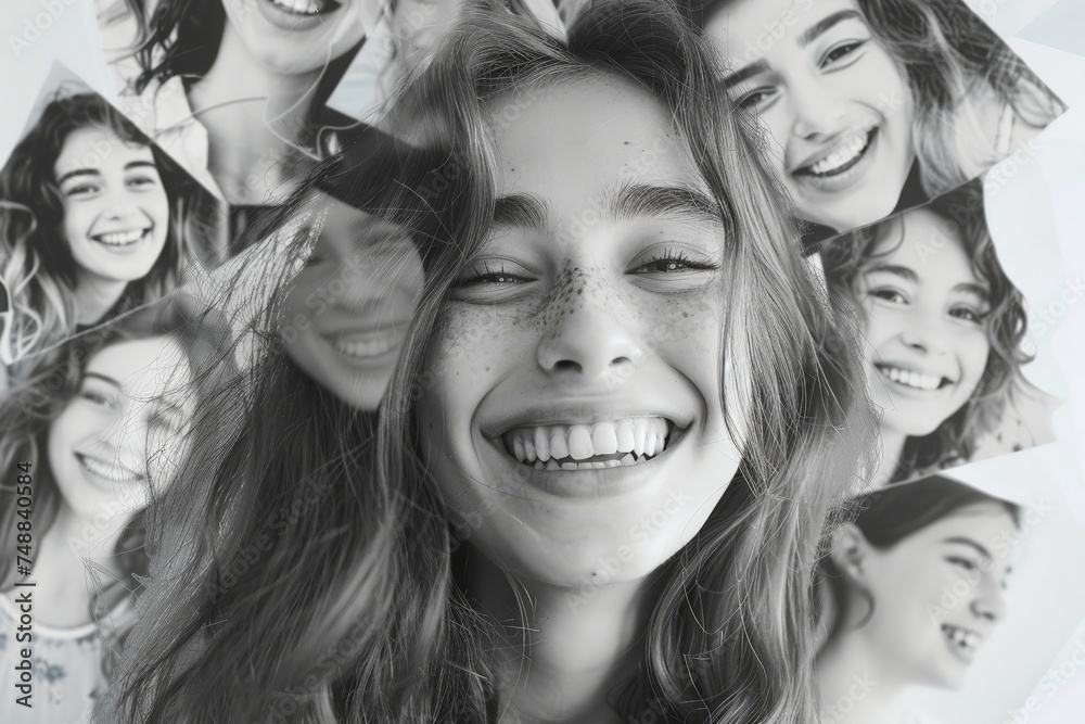 Fototapeta premium A dynamic collage image capturing the essence of youth at college, depicted through a blend of graphics and imagery.