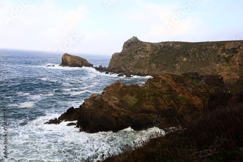 View on the coast of the peninsula of Crozon in the department of Finistère, in the Brittany region