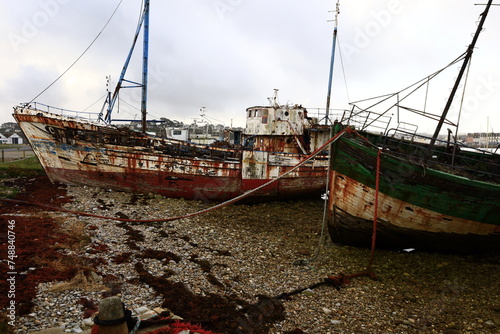 View of the Camaret boat cemetery located in the town of Camaret-sur-mer in the department of Finist  re  Brittany