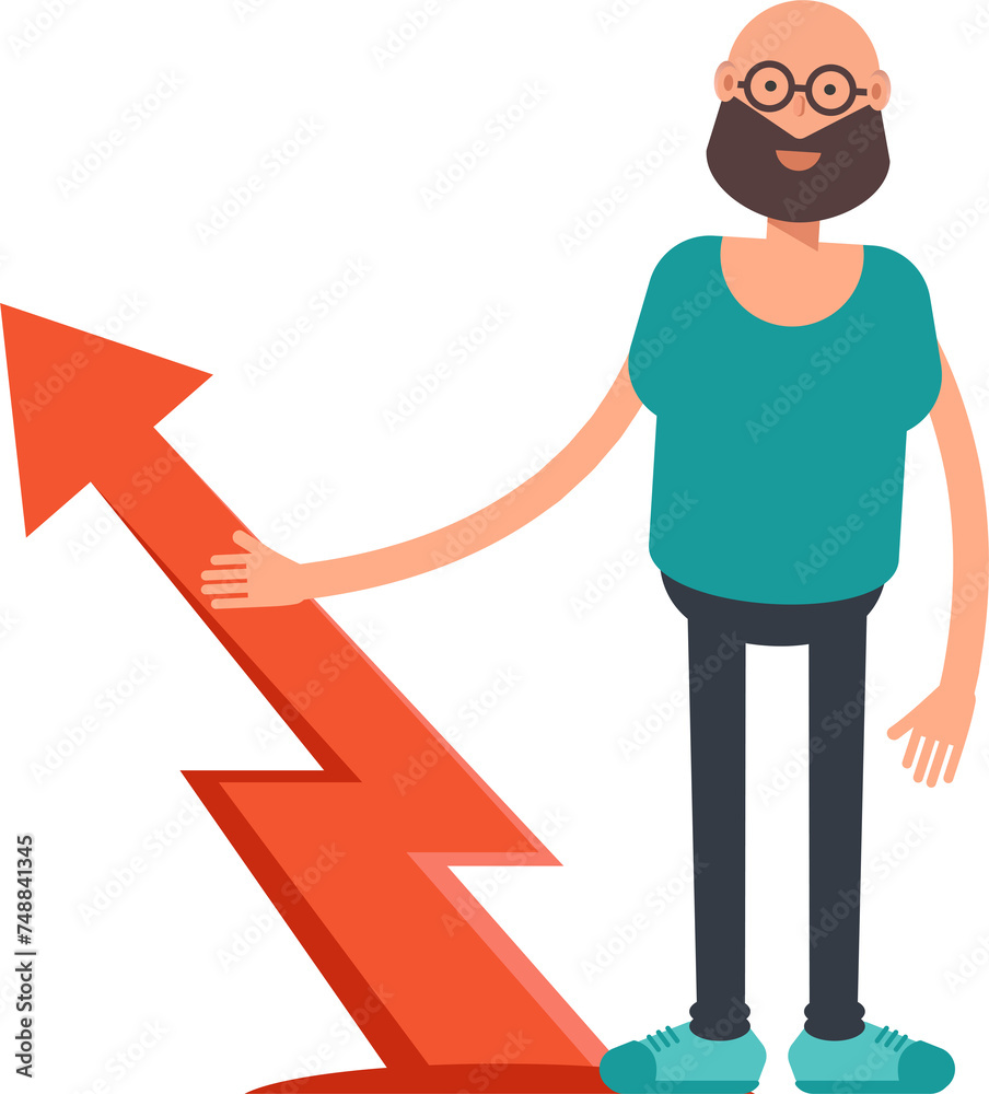 Bald Bearded Man Character and Arrow Chart
Bald Bearded Man Character and Arrow Chart