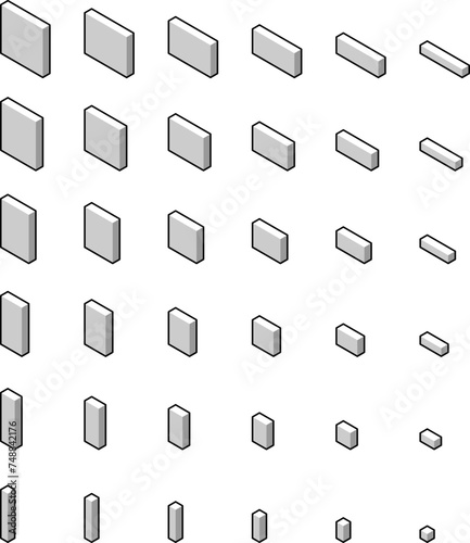 A 3D vector illustration of a white square with a black border, depicted in a cartoon style.