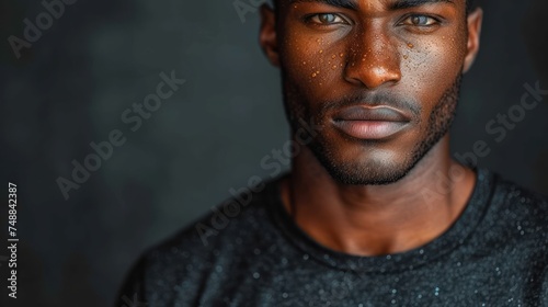 Man with a Striking Look, The Man with the Sparkling Eyes, A Close-Up of a Young Man, A Portrait of a Man with Unique Features.
