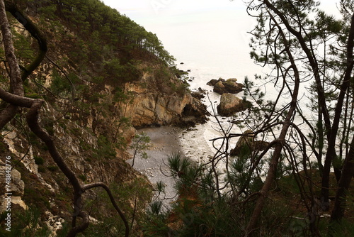 View on the beach of Bois de Kador located on the peninsula of Crozon in Finistère, Brittany.