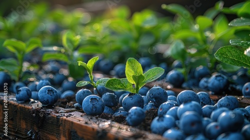 Wild Maine Blueberries on the bush.
