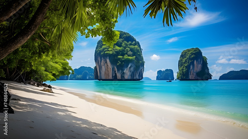 Captivating Serenity: Ritzy View of Ao Phra Nang Beach, Thailand, with the Craggy Cliff Landscape