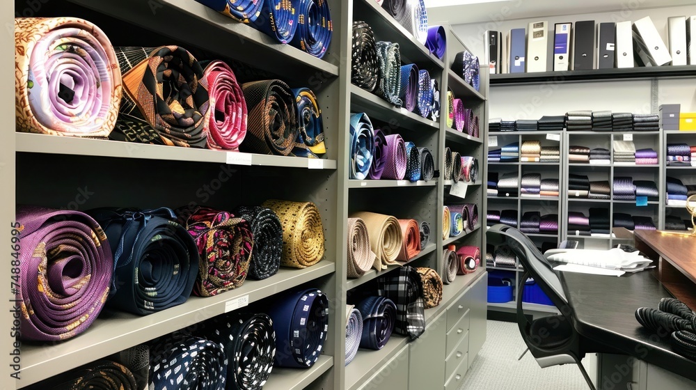 Obraz premium custom designer ties rolled up and organized