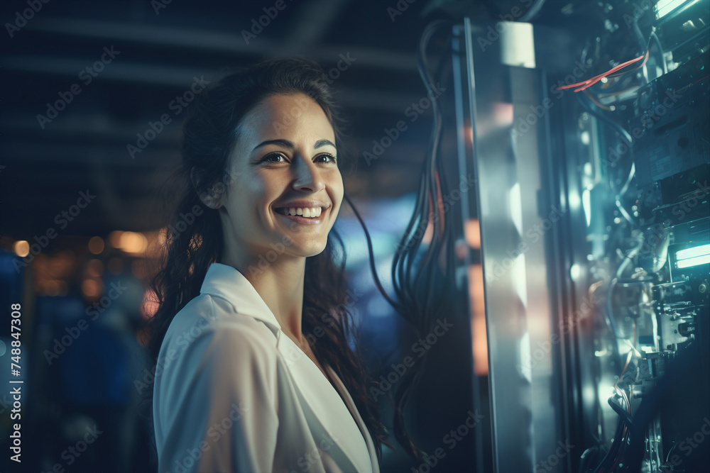 Experienced engineer in industrial uniform at big company enterprise Generative AI illustration Experienced engineer in industrial uniform at big company enterprise Generative AI illustration