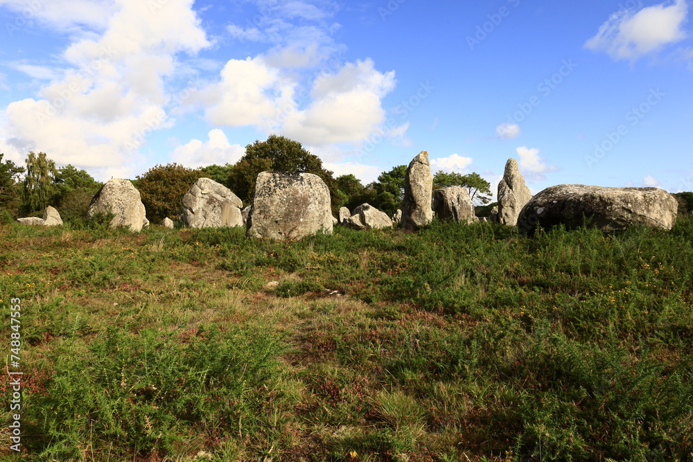 The Carnac stones are an exceptionally dense collection of megalithic sites near the south coast of Brittany in northwestern France