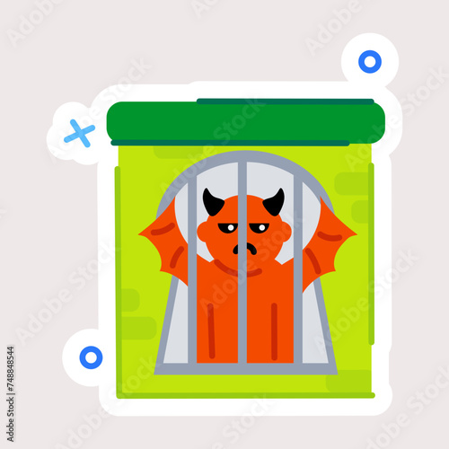Premium flat sticker of devil prison 
