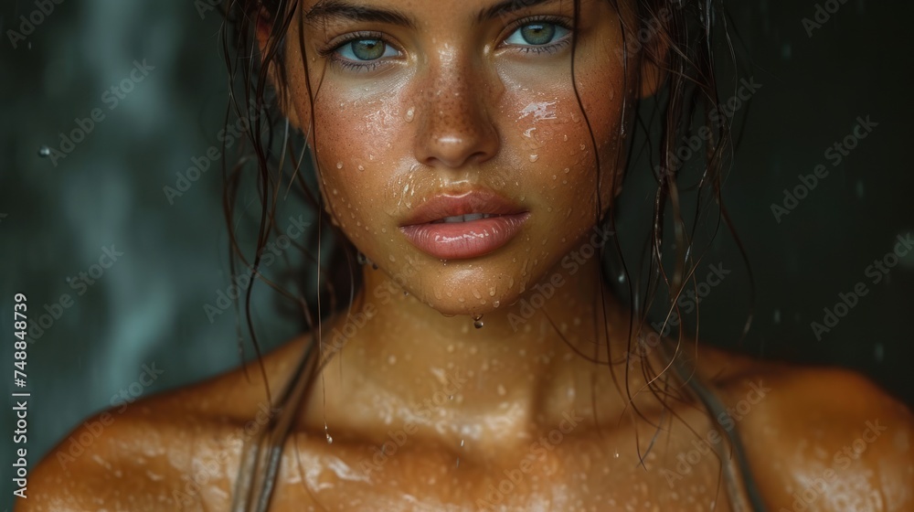 Rainy Day Beauty, Wet Hair, Dry Eyes, Splashing in the Rain, A Wet and Beautiful Face.