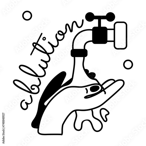 A glyph sticker depicting performing ablution 