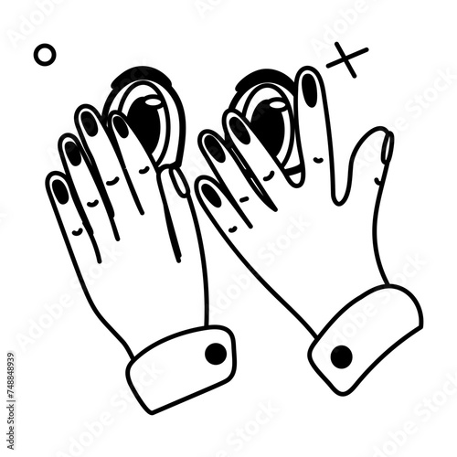 Covering eyes from evil, glyph style sticker 