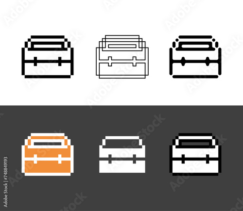 Pixel art icon outline thin sets collection of Bags for shopping ,8-bits perfect for game asset,design asset element,app,website, Vector illustration.