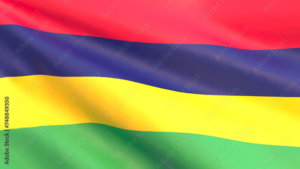 Fototapeta premium 3D rendering - development of the national flag of Mauritius