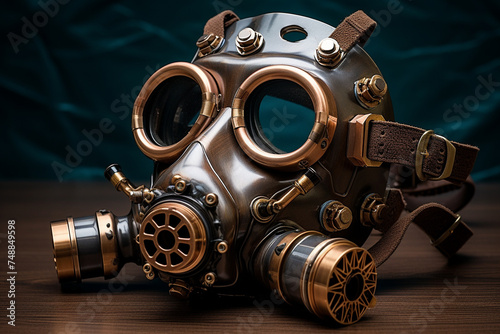 Steampunk Gas Mask with Brass Filters