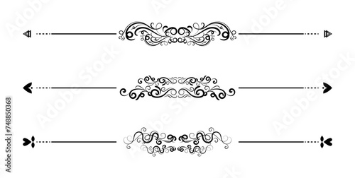 set of borders and swirl dividers decorative elements isolated on white for design