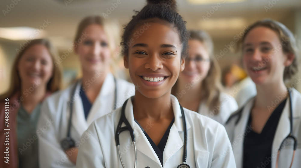 Smiling healthcare team of doctors and nurses, a successful collaboration in a hospital office, care, patient health Smiling healthcare team of doctors and nurses, a successful collaboration in a hospital office, care, patient health